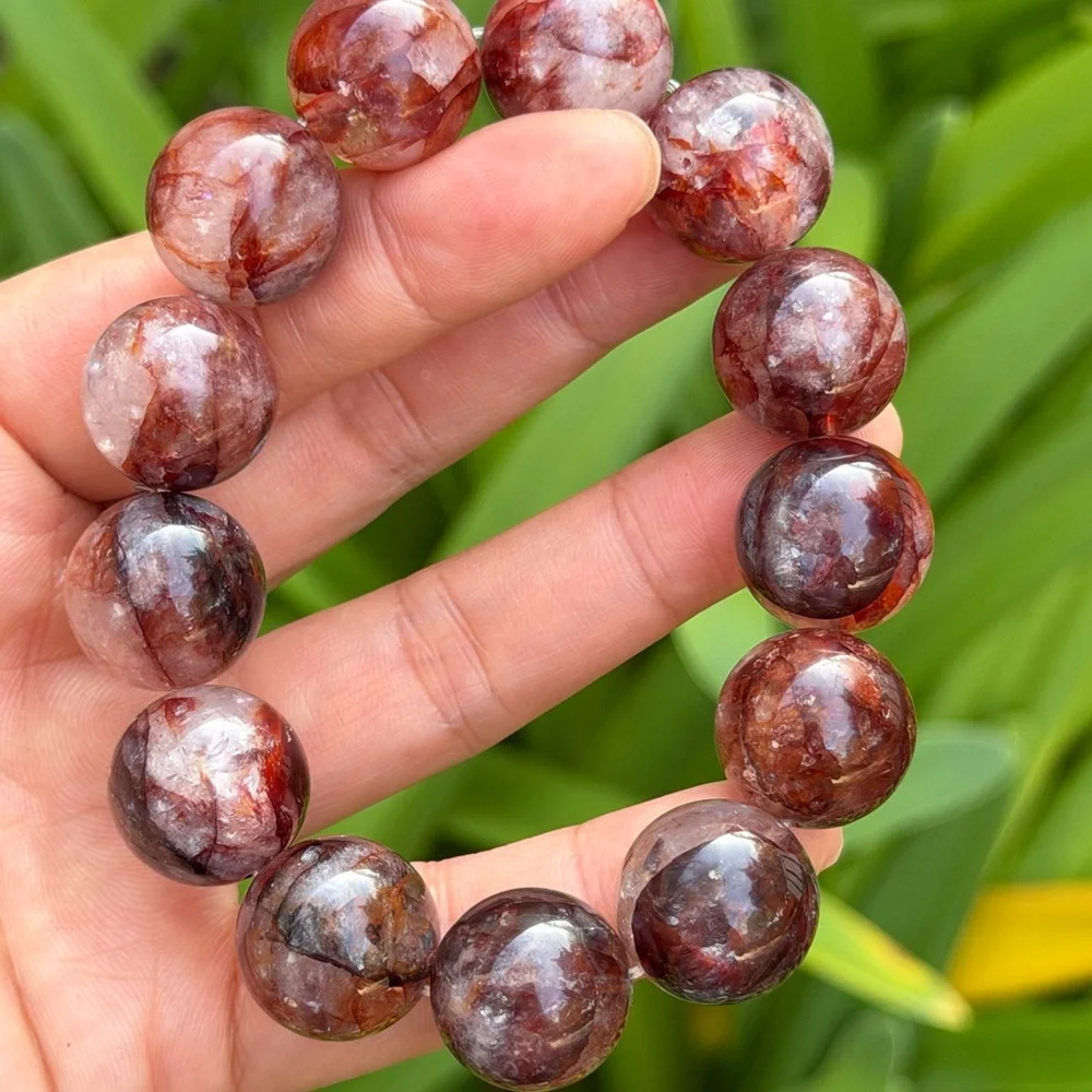 17.5mm chunky‎ stretchable fire quartz bracelet 0818